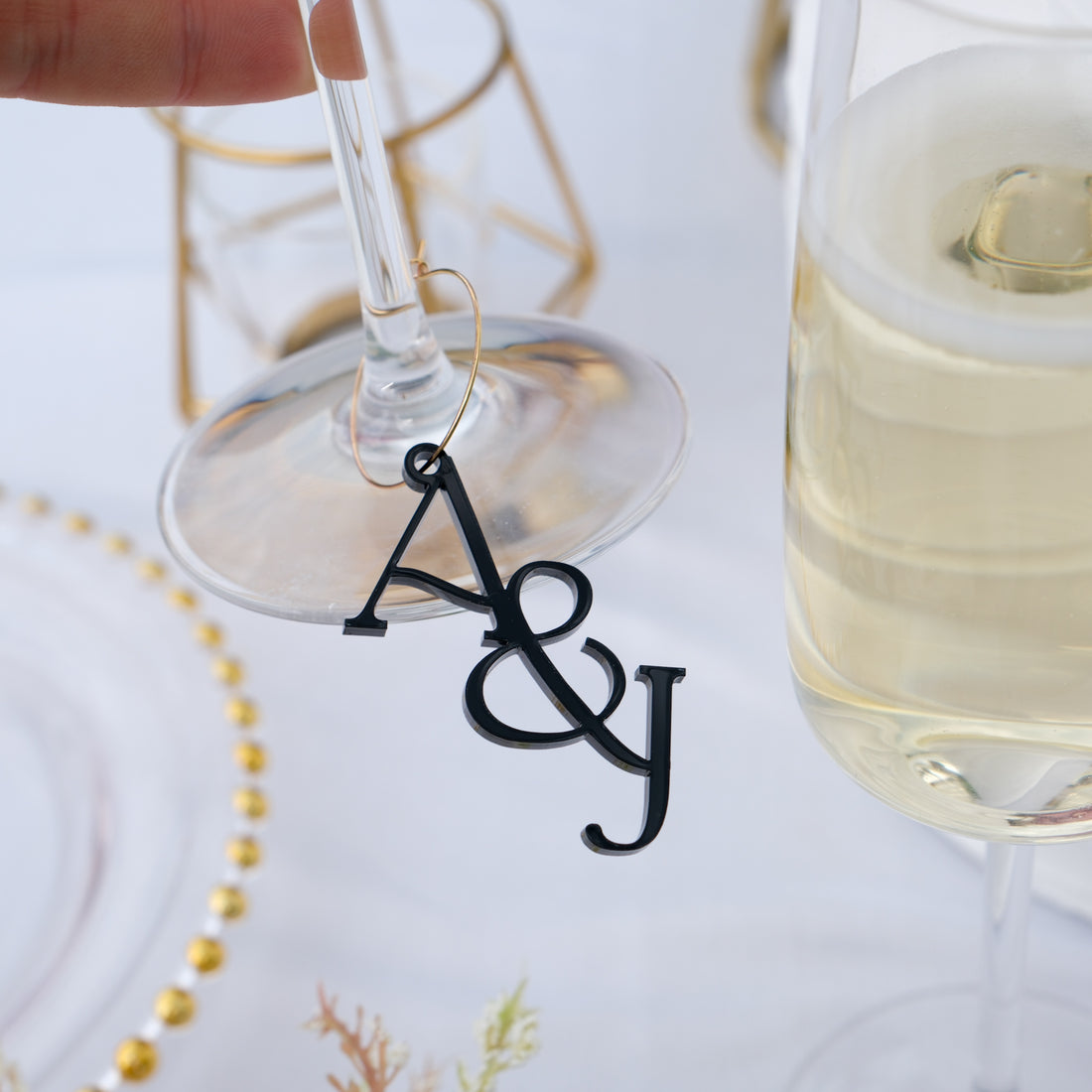 Initials wedding wine charms