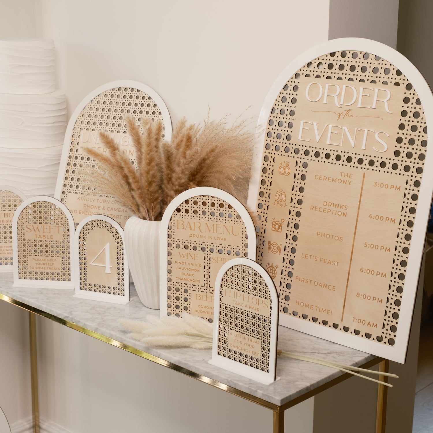 Boho Rattan Wedding Signs