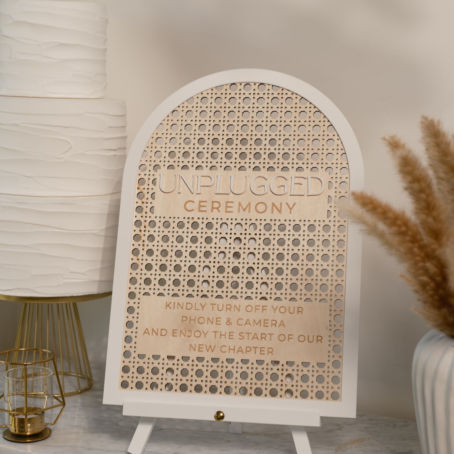 Rattan Boho style wedding signage