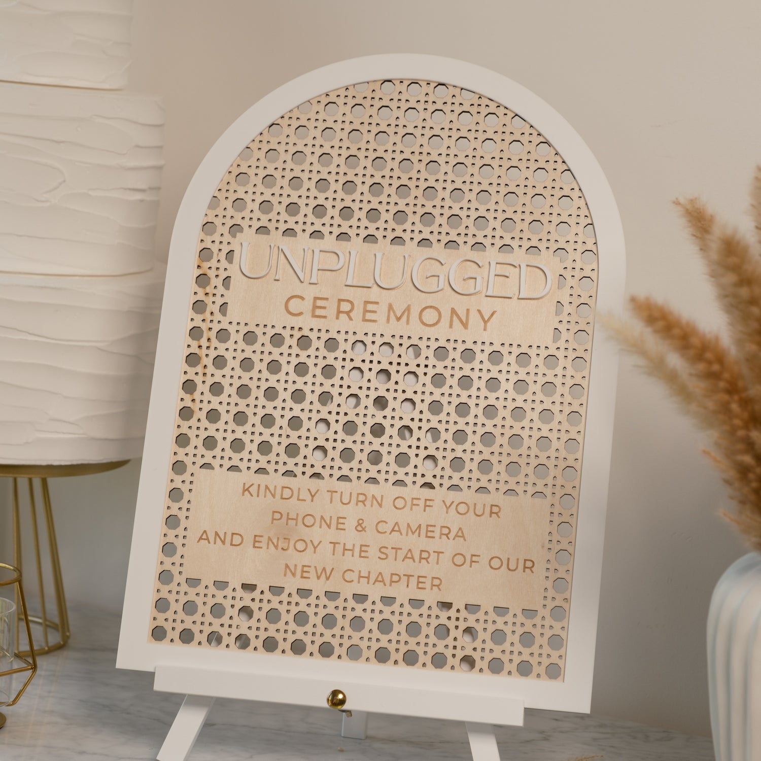 Rattan wedding sign