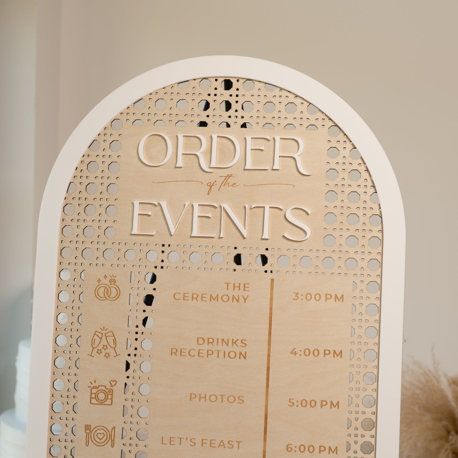 Rattan style wedding sign