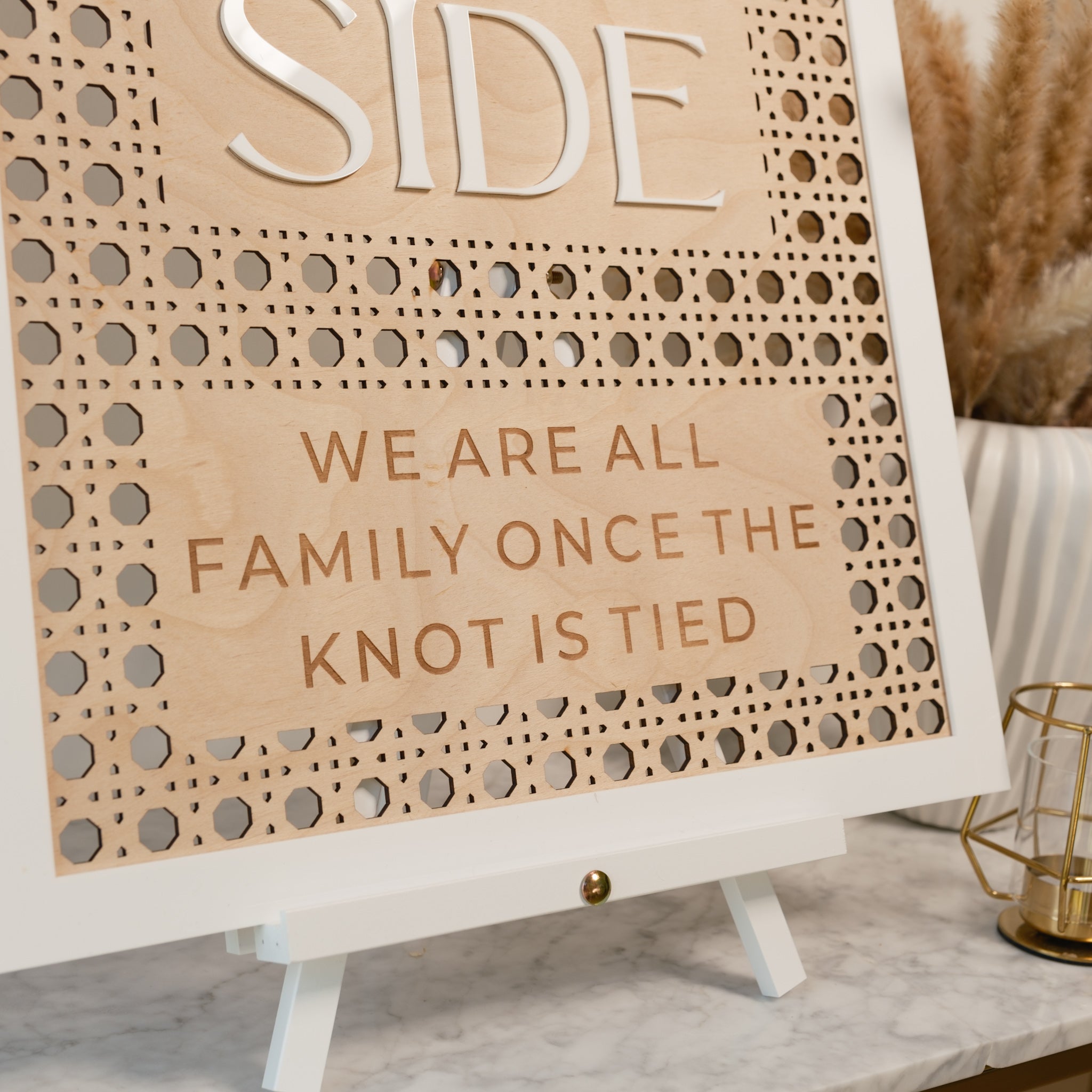 Rattan wedding sign