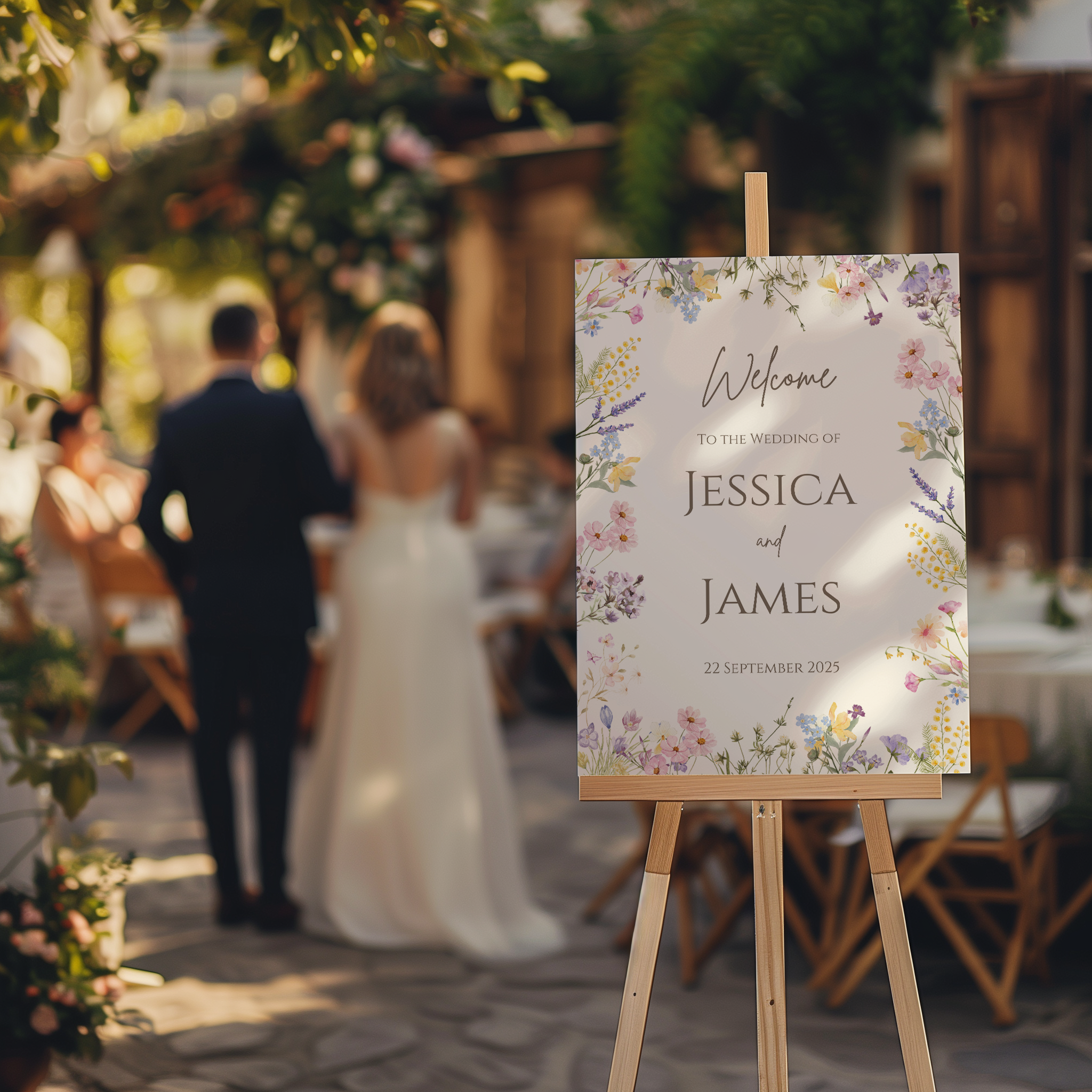 Foam floral wedding sign