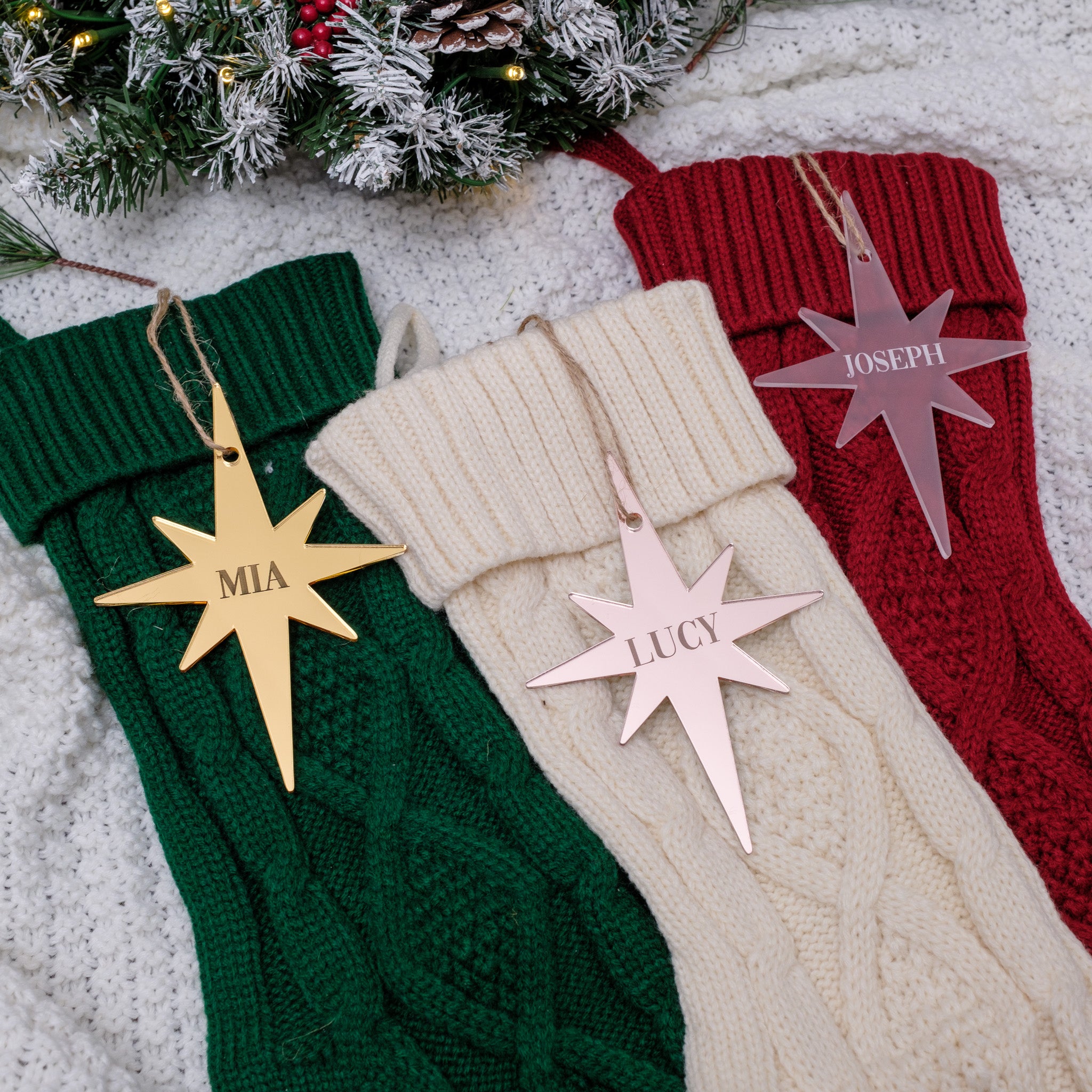 Knit personalized store christmas stockings