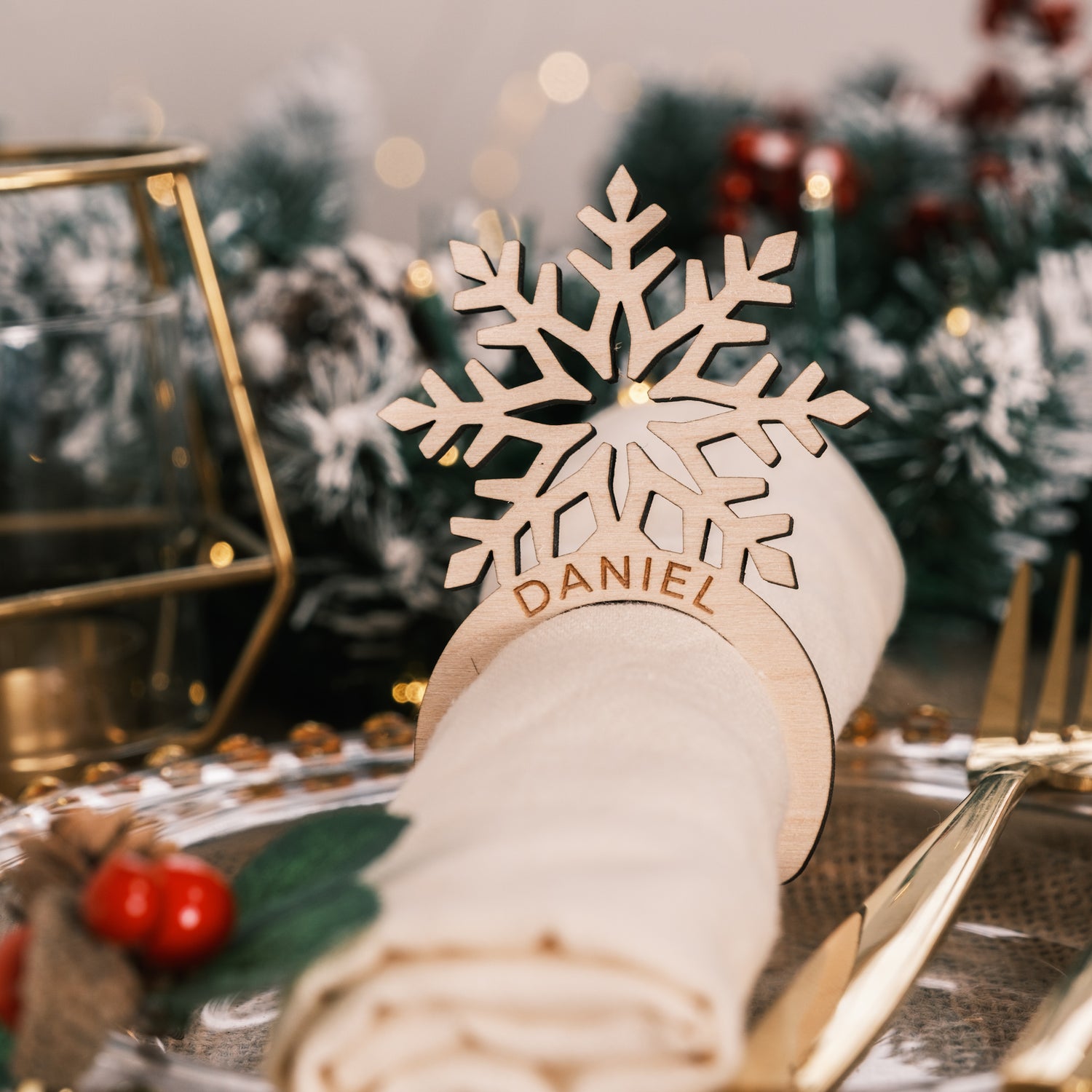 Personalised Christmas napkin rings