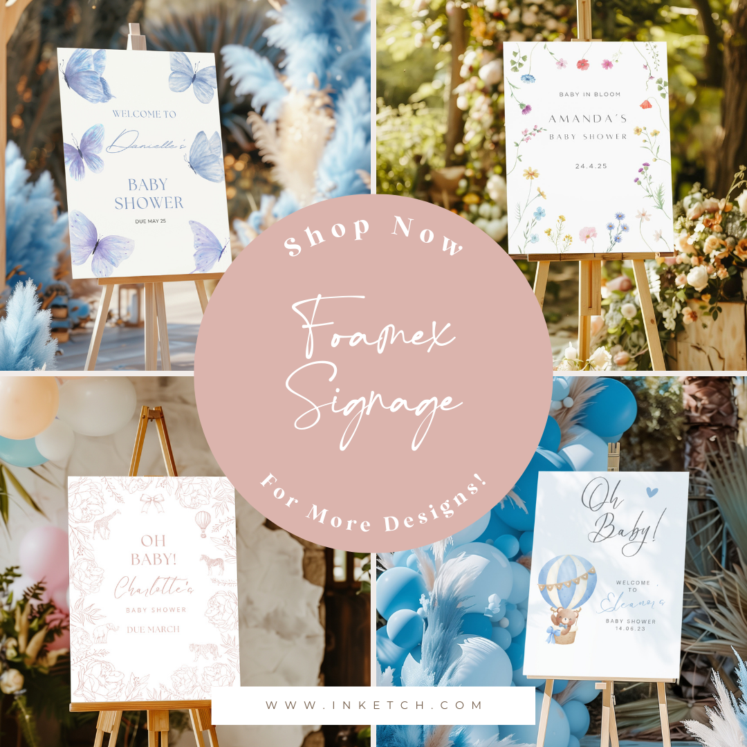 Foamex signage shop now baby shower