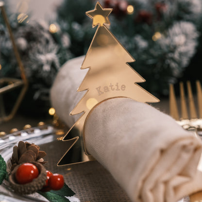 gold napkin rings holiday decor