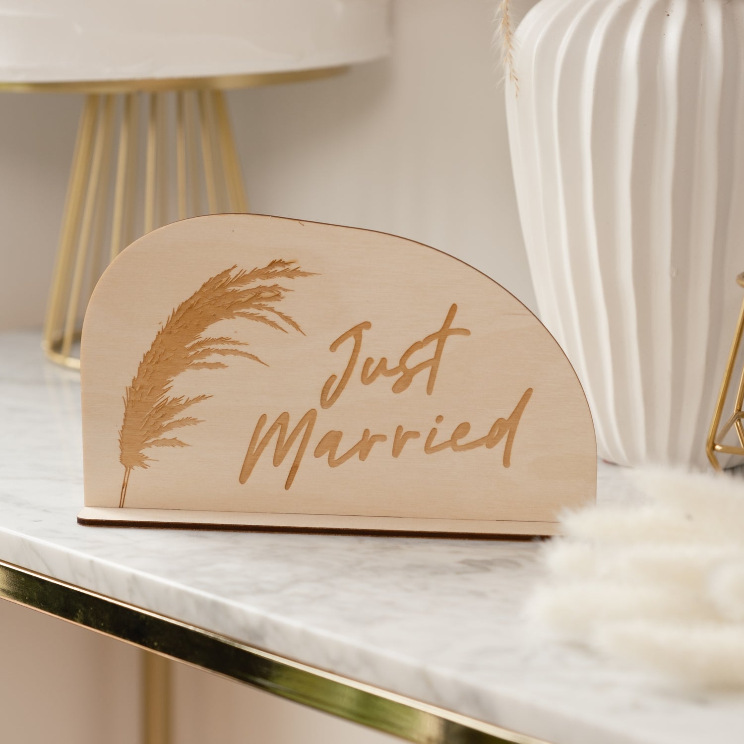 Just married boho wedding sign 