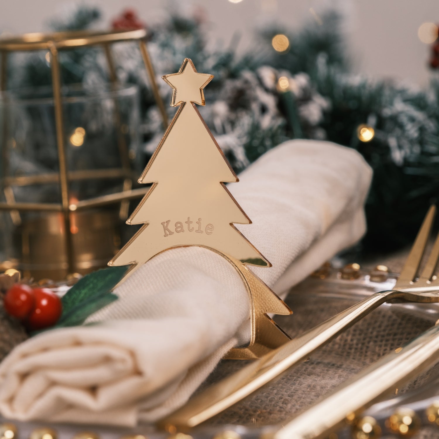 personalised napkin rings christmas tree