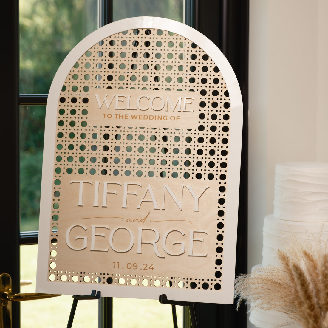 Rattan wedding sign