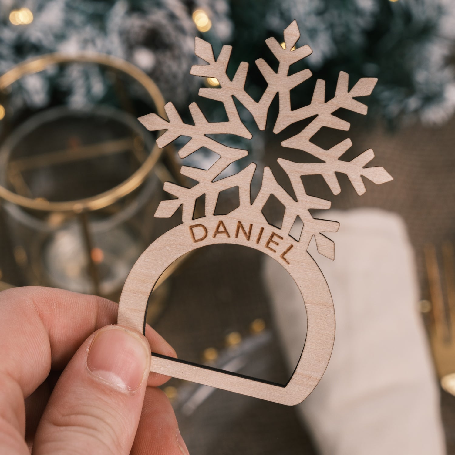 personalised snowflake napkin rings