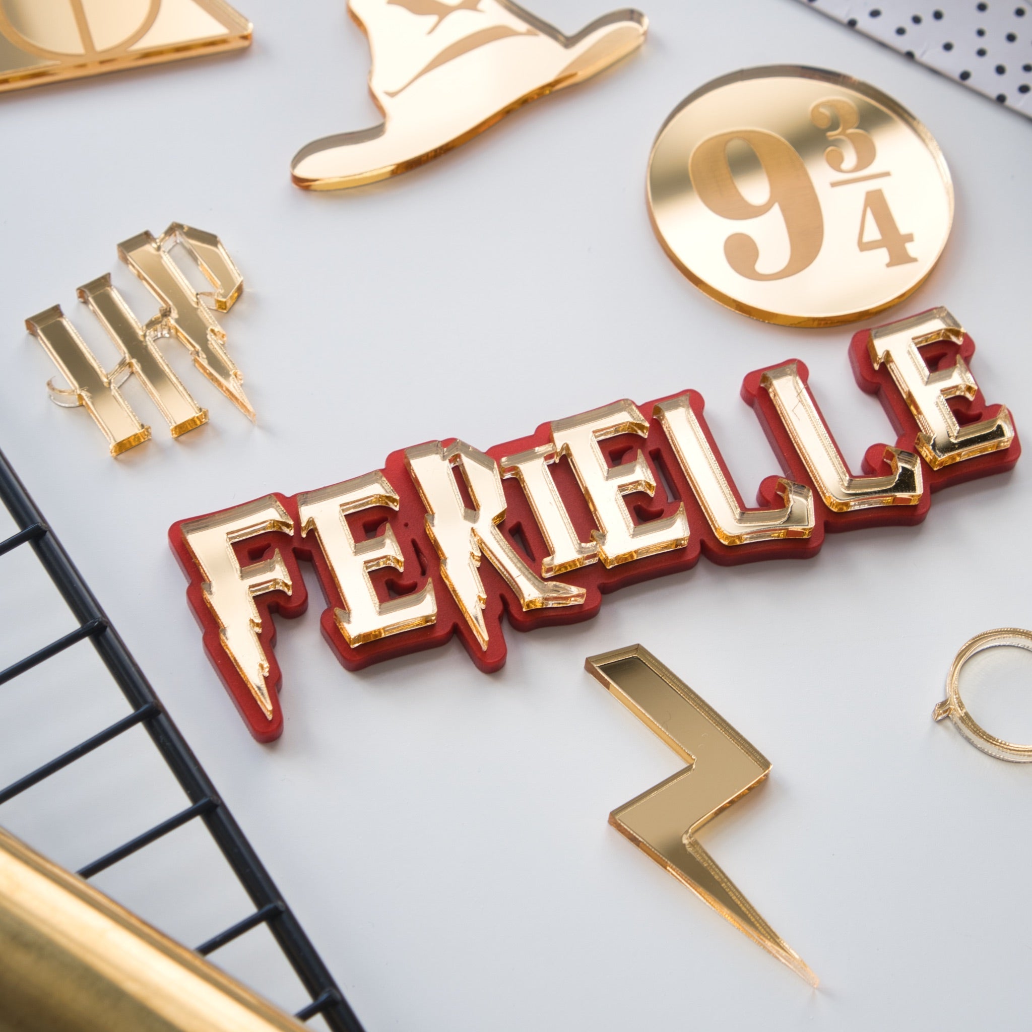 Personalised Harry Potter Cake Topper Set Red and Gold by inketch