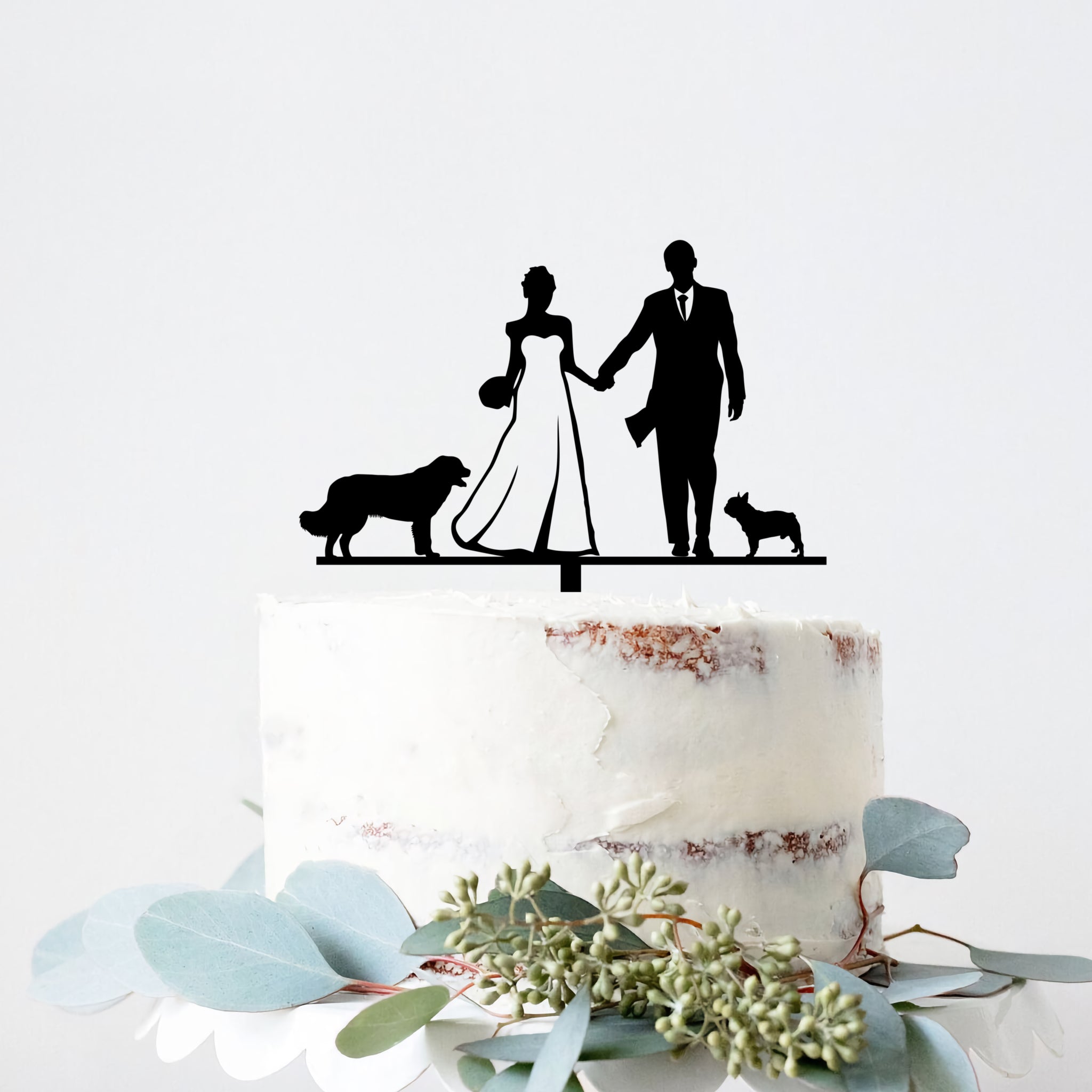 Bride, Groom, Heart, Dachsund Black Acrylic Wedding Cake Topper | Lase –  sullivanaccessories